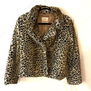 Urban Outfitters Faux Leopard Cropped Jacket, S